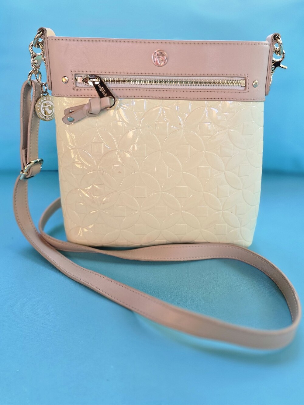 Spartina 449 Pink and Cream Patent Crossbody Bag